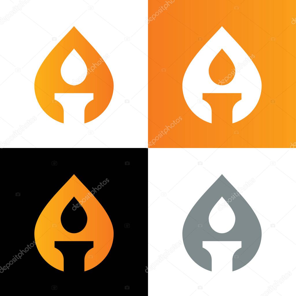 Burning candles logo icon design template elements, candle light symbol - Vector