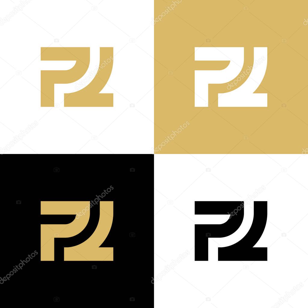 Initial letter PL logo design with gold color - Vector