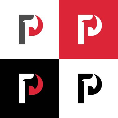 P harfi baltası logo tasarımı, oduncu ya da ağaç kesim endüstrisi, düz stil vektör illüstrasyonu