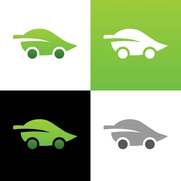 环保汽车标志设计 绿叶车辆标志 — 图库矢量图片