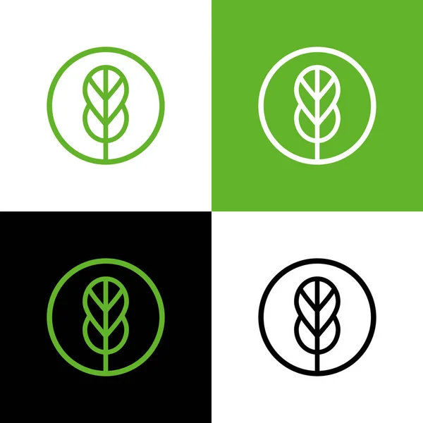 Diseño Abstracto Del Icono Del Logotipo Hoja Verde Ecología Símbolo — Archivo Imágenes Vectoriales