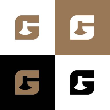 G harfi balta logo simgesi tasarımı, balta sembolü çizimi - Vektör