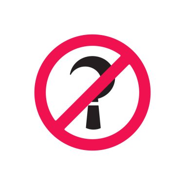 Orak ve yasak simge sembolü, silah izi yok, beyaz arkaplanda izole edilmiş.