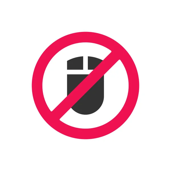 Запрещающий Знак Символ Компьютерной Мыши Нажимайте Иконку Дизайн Вектор — стоковый вектор