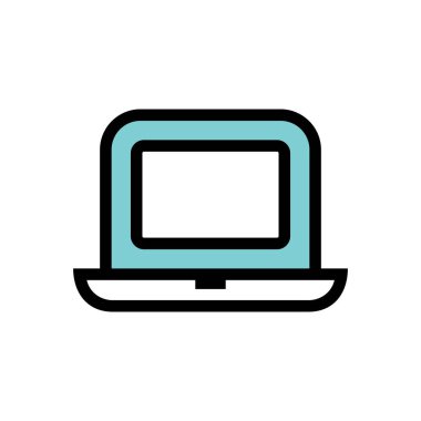 Dizüstü bilgisayar vektör simgesi tasarımı, düz biçim illüstrasyonu