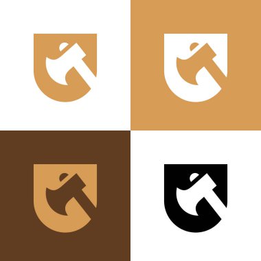 Axe ve kalkan logo tasarım şablonu ögeleri - Vektör