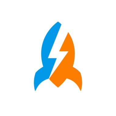 Elektrik sembollü roket logosu, hız ve güç kavramı