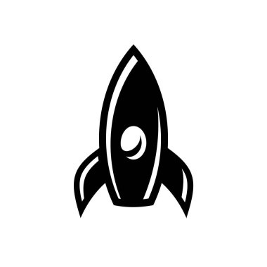 Roket simgesi tasarımı, uzay gemisi silueti, basit vektör çizimi
