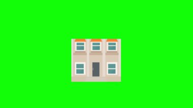 Bina simgesinin yasak olduğu tabela, bina yasağı işareti yok, yeşil ekran arka planında animasyon.