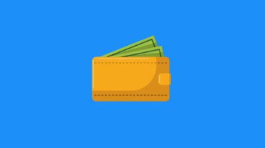 Cüzdan simgesi olan yasak tabela, cüzdan işareti yok, cüzdan yasaklama işareti, yeşil ekran arka planında canlandırma animasyonu