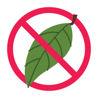 Yaprak işareti yok, yaprak simgesi olan yasak işaret, yeşillik sembolü yok, yaprak yasaklı sembol, kırmızı haç çizimi