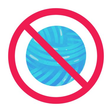 İplik yumağı işareti, iplik yumağı işareti, örgü örmek yasak sembol örmek yasak, örgü örmeye izin yok, vektör çizimi yasak.