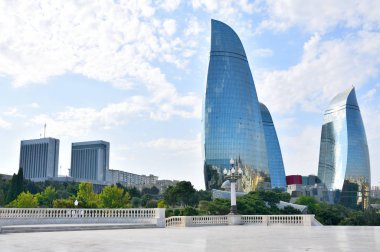 09 Eylül 2018.Baku,Azerbaijan.The dağ park Bakü, panoramik manzaralı mimari ansabli ve boulevard açar bir gözlem güverte bulunur