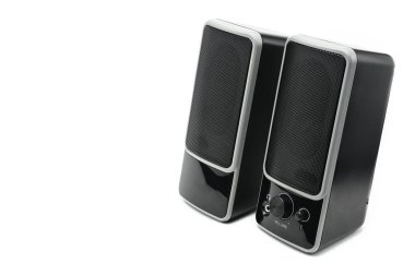 Müzik için ses için hoparlör sistemi beyaz bir arka plan üzerinde