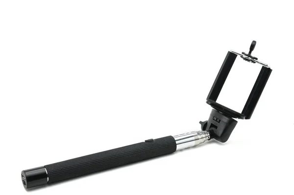 Estendendo Monopod Para Selfie Smartphone Para Isolamento Fundo Branco — Fotografia de Stock