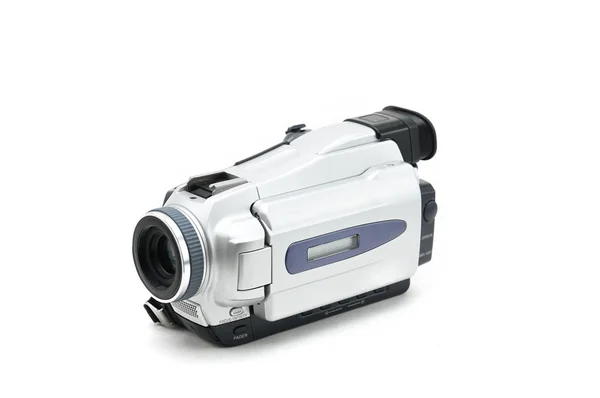 Semi-professional video camcorder used for shooting video clips on Isolated white background