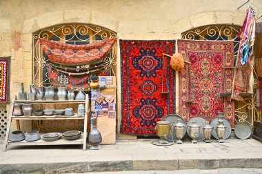 02-11-2018. Baku. Azerbaijan. Trade of vintage accessories, as well as modern handicrafts in Baku clipart
