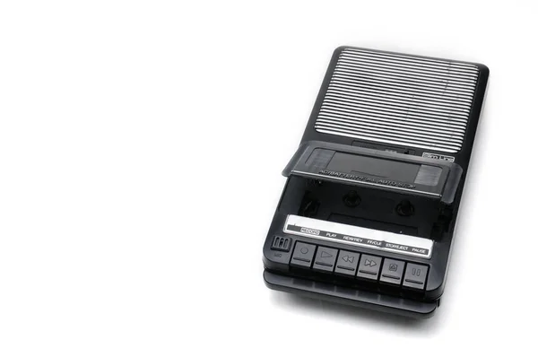 Cassette Taperecorder Voor Het Opnemen Afspelen Van Audiocassettes Een Witte — Stockfoto