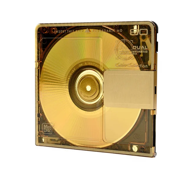 Compact Rewritable Mini Disc Digital Recording Released 90S Isolated White — Stock Photo, Image