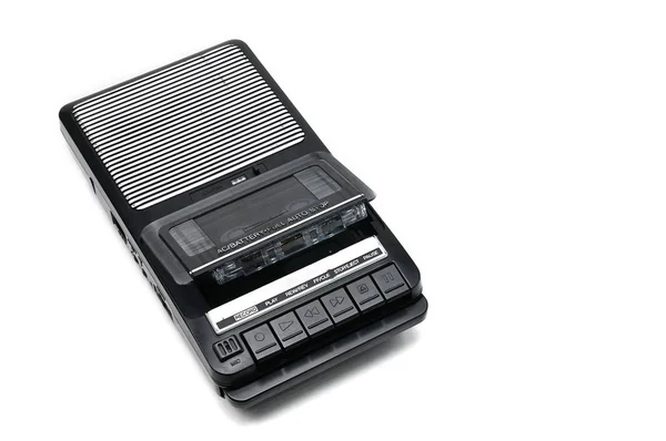 Kazetový Magnetofon Pro Nahrávání Přehrávání Audio Kazety Bílém Pozadí Izolované — Stock fotografie