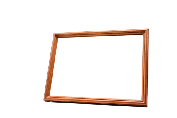复古木制相框上一个孤立的白色背景 — 图库照片