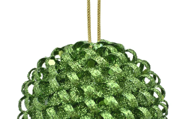 Bolas Cono Árbol Navidad Año Nuevo Verdes Contra Fondo Blanco — Foto de Stock