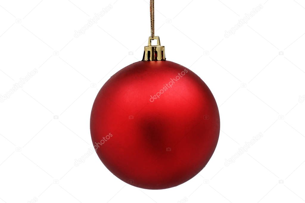 Christmas & New Year  red balls against white isolated background