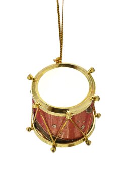 Noel ve yeni yıl trommel beyaz arka plan izole. Eski oyuncak kez.