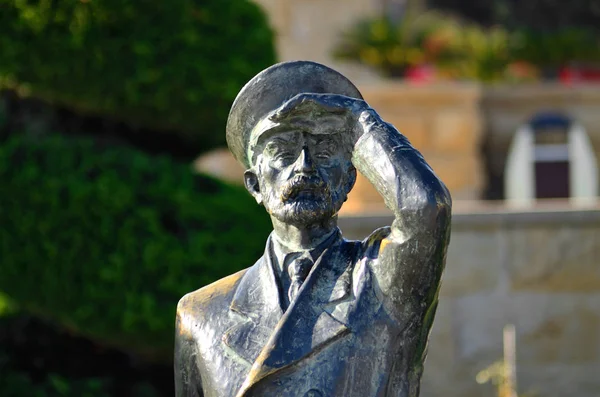 Iron statue of sea captain close up in Baku