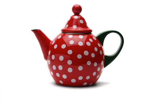 Czerwony czajnik do parzenia herbaty. Teapot. izolowane na białym tle — Zdjęcie stockowe