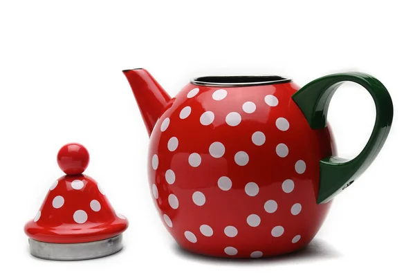 Czerwony czajnik do parzenia herbaty. Teapot. izolowane na białym tle — Zdjęcie stockowe