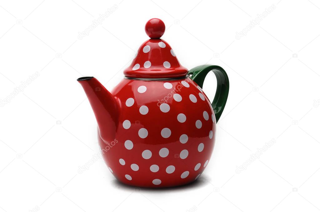 Red kettle for brewing tea.Teapot.Isolated on white background