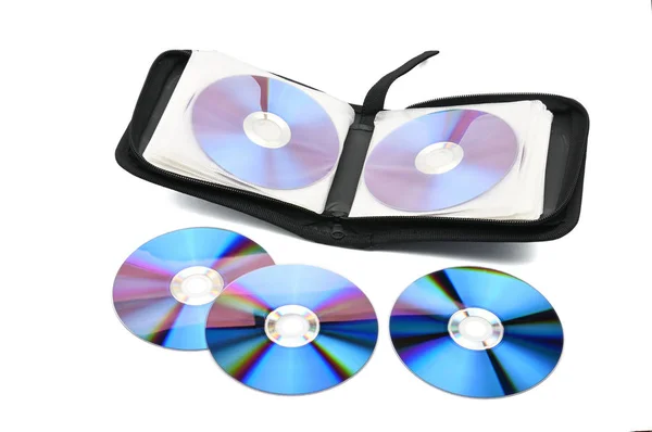 Case for CDs and DVDs on a white background — Stock Photo, Image