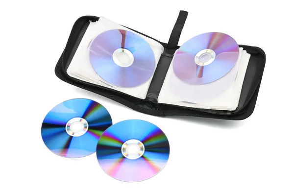 Hülle für CDs und DVDs auf weißem Hintergrund — Stockfoto