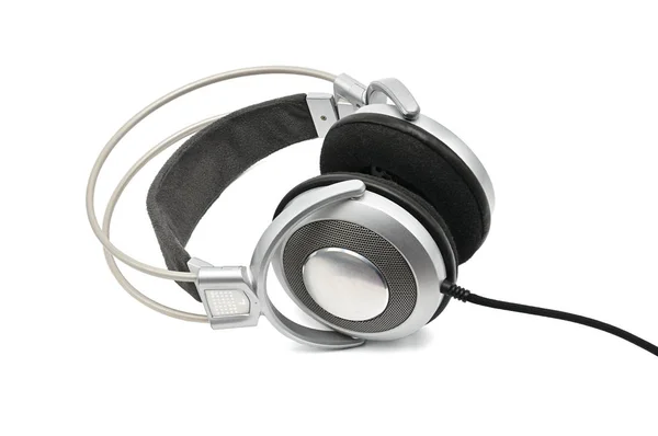 Vintage headphones for listening to sound and music on a white b — Stock Photo, Image