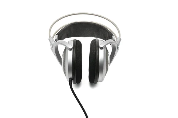 Vintage headphones for listening to sound and music on a white b — Stock Photo, Image