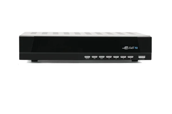 Beyaz arka planda dijital tv alıcısı. Tuner