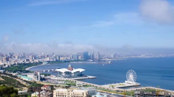 Hazar Denizi Kıyılarında Bulunan Modern Azerbaycan Başkenti Bakü Timelapse Bakü — Stok video