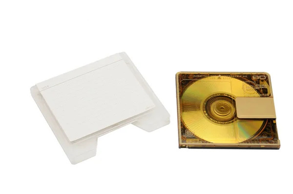 Mini disk pro nahrávání a poslech zvuku na izolované ba — Stock fotografie
