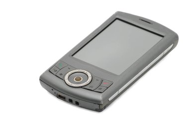 Beyaz arka planda eski tarz akıllı telefon. Pda telefon