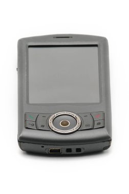 Beyaz arka planda eski tarz akıllı telefon. Pda telefon