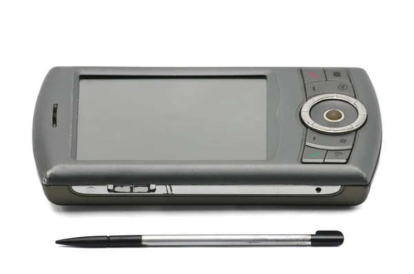 Teléfono de teléfono inteligente de estilo antiguo en un fondo blanco.Teléfono PDA —  Fotos de Stock
