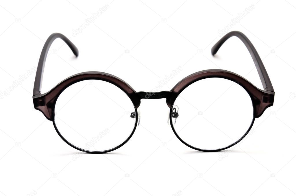 Optical eyeglasses on a white background.