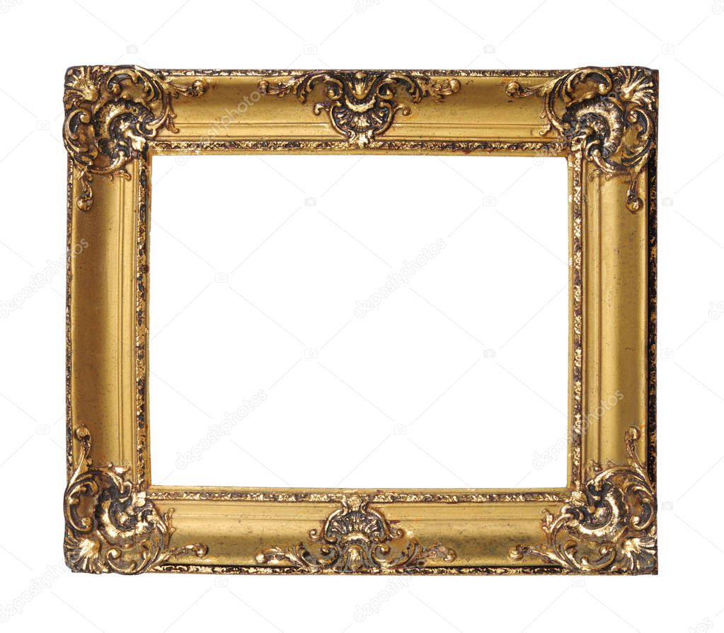Vintage frame for paintings and photos in empire style on a whit