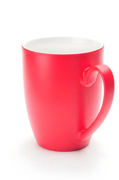 Κόκκινο Κύπελλο Για Τσάι Καφέ Και Καπουτσίνο Ένα Απομονωμένο Λευκό — Φωτογραφία Αρχείου
