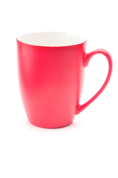 Piros Csésze Tea Kávé Cappuccino Izolált Fehér Alapon — Stock Fotó
