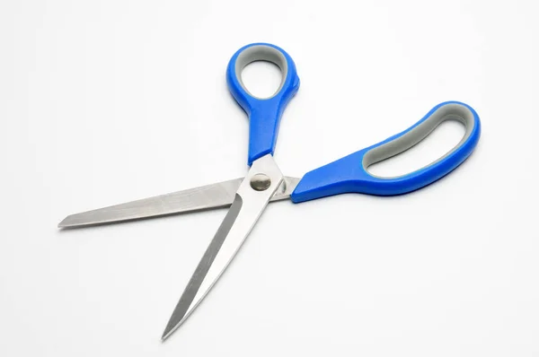 Scissors Blue Handle Tailors Isolated White Background — Stock Photo, Image