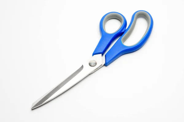 Scissors Blue Handle Tailors Isolated White Background — Stock Photo, Image