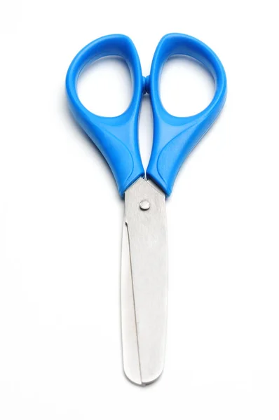 Blue Baby Scissors Isolated White Background Blue Baby Scissors Isolated — стоковое фото