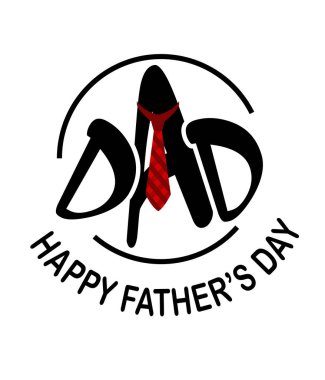 Baba kırmızı kravat mutlu baba gün beyaz arka plan vektör görüntü